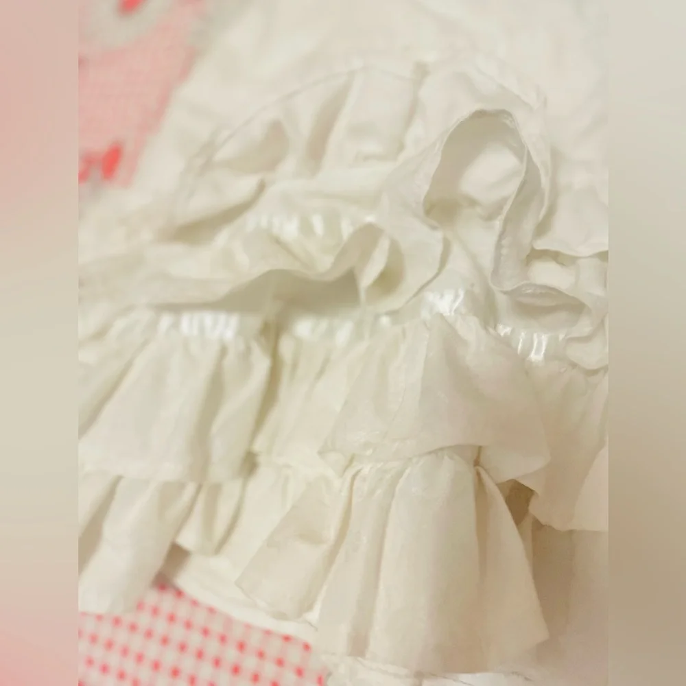 Vintage super cute drop waist corset princess Elegant White cream Ruffled Dress - Picture 4 of 8